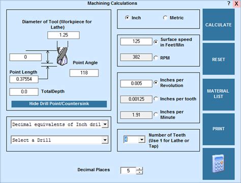 machining machine calculator